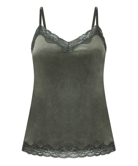 Cami-topp Velours Lace, Grønn