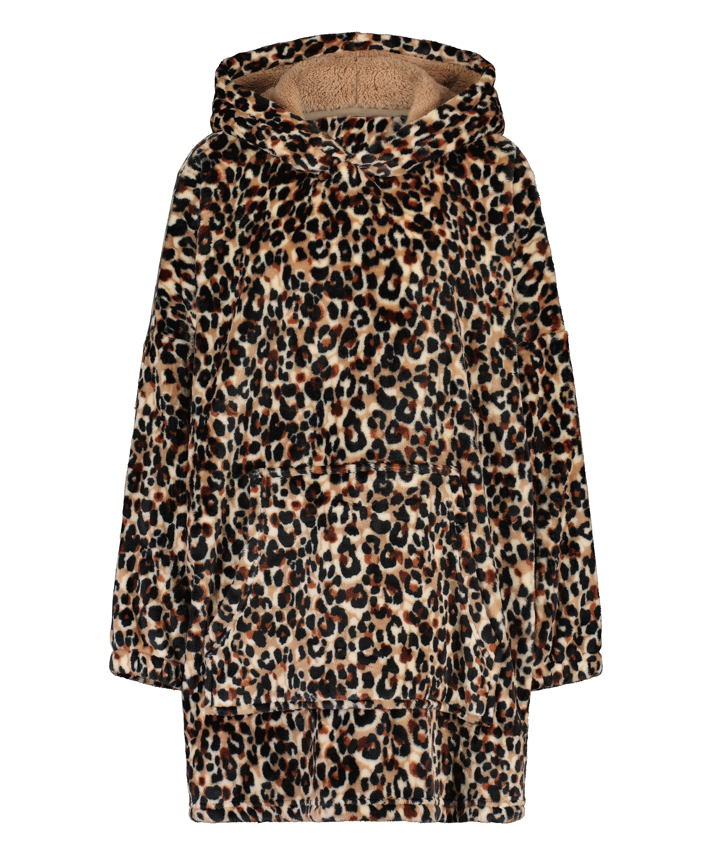 Flanellfleece Hoodie, Brun, main