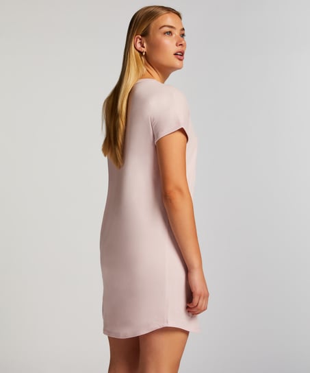 Nattskjorte med rund hals, Rosa