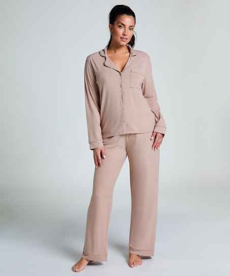 Ribbestrikket jakke – Basisplagg, Beige