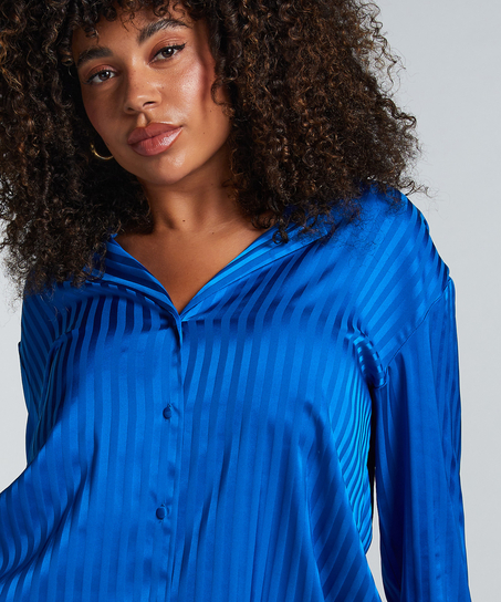 Langermet jakke i sateng, Blå