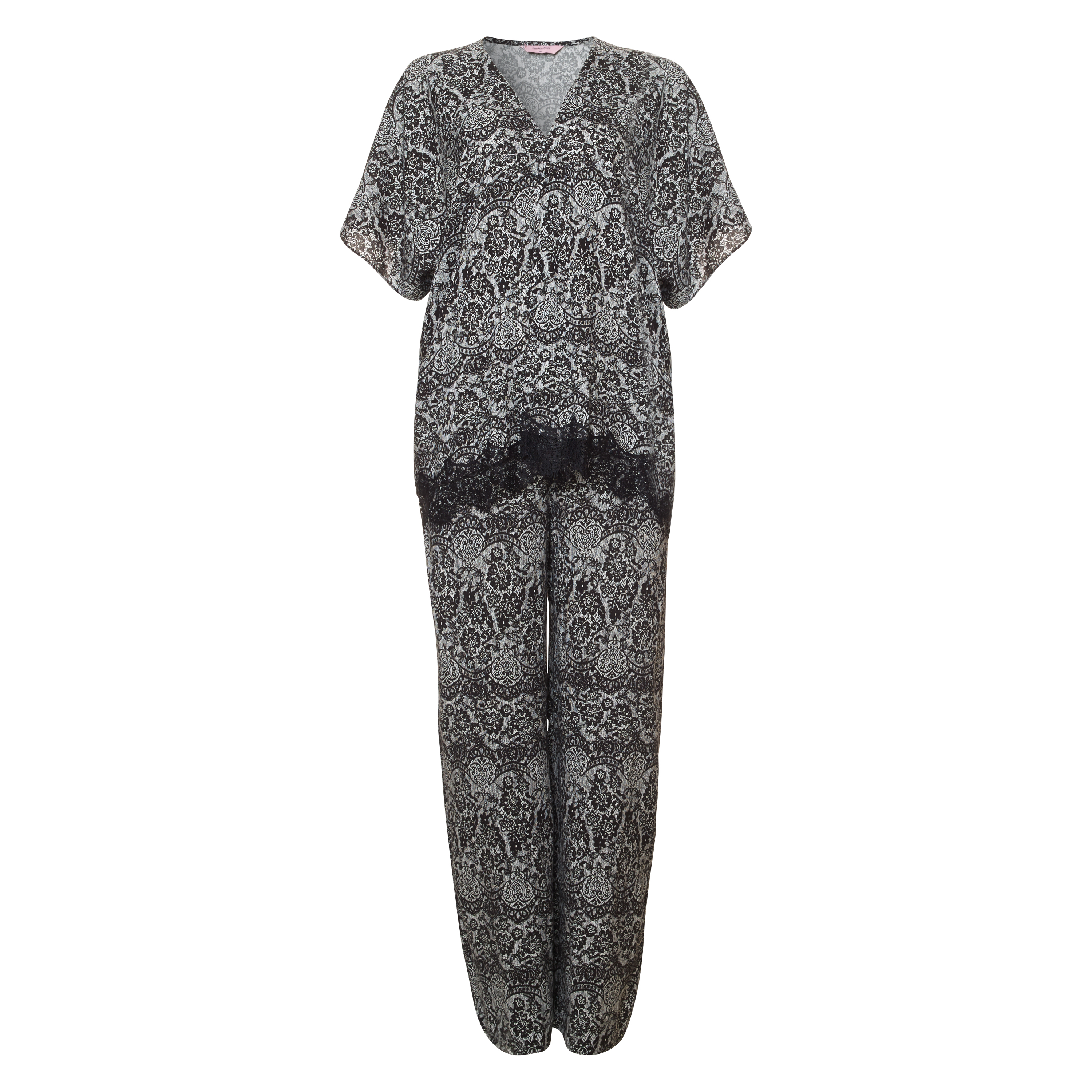 Kimono Macy lace print, Svart, main