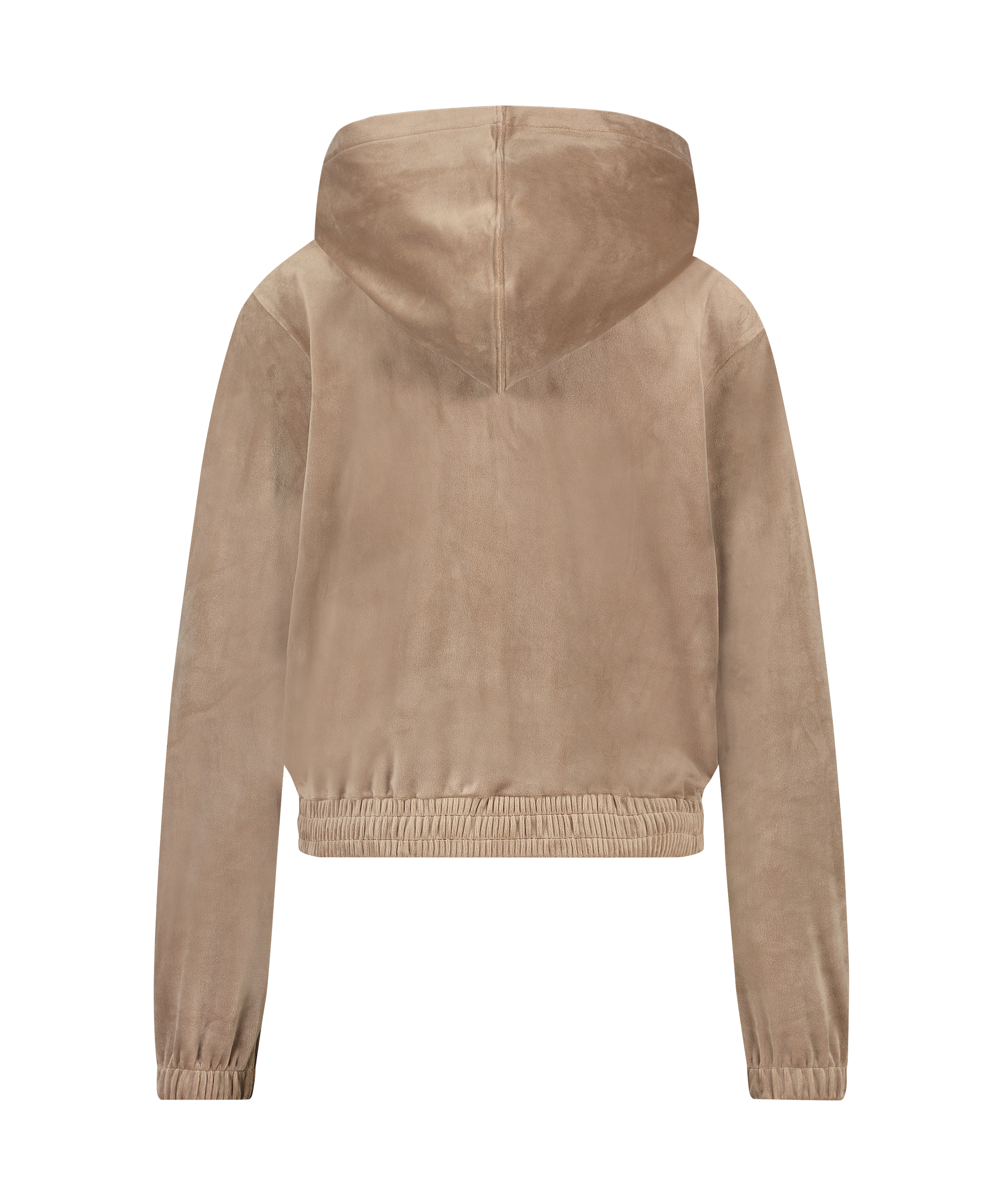 Hoodie jakke i velur, Brun, main