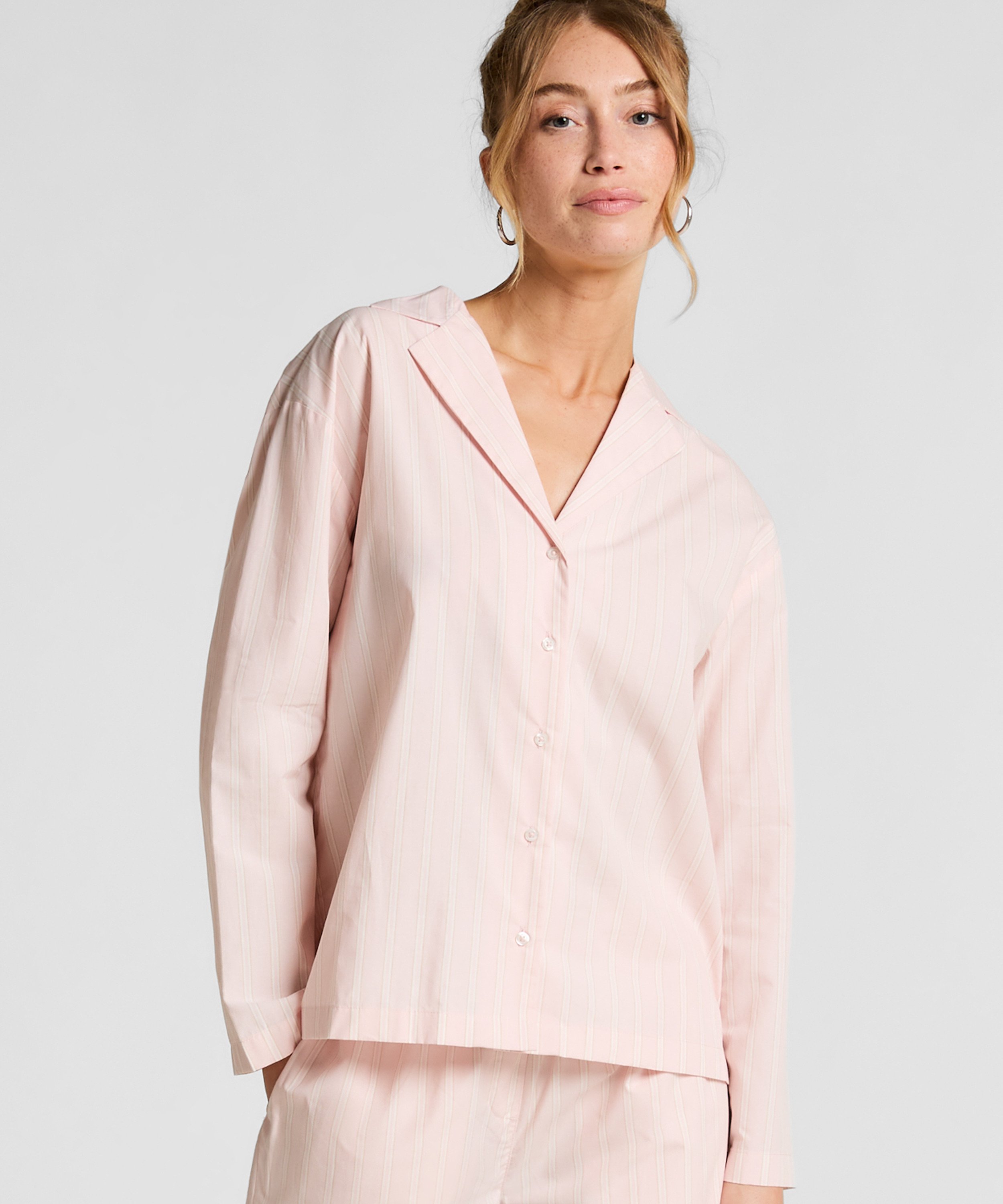 Pyjamatopp Bomull Poplin, Rosa, main