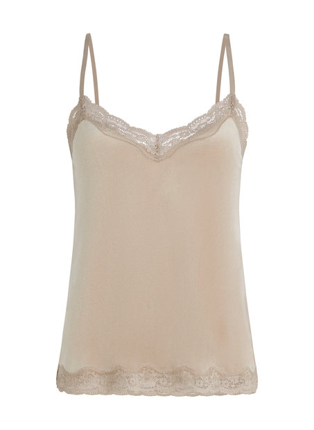 Cami-topp Velours Lace, Beige