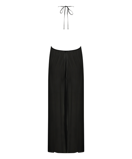 Satin Chiffon kjole Lily, Svart