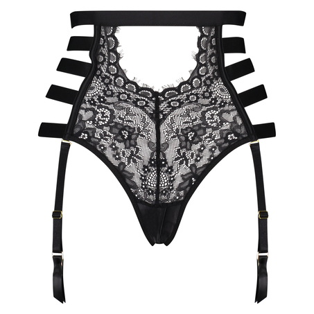 Honey High Open Crotch Brazilian, Svart