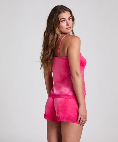 Cami-topp Velours Lace, Rosa