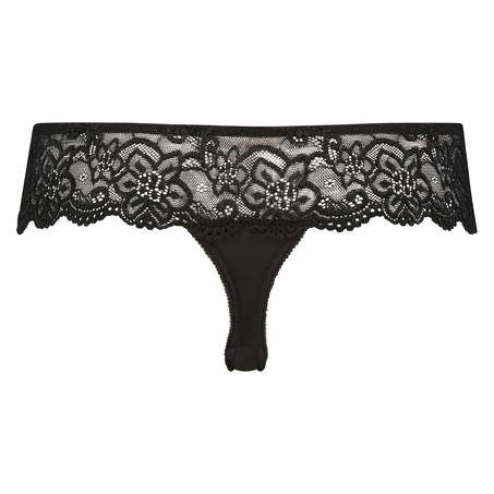 Lace Thong bokser, Svart
