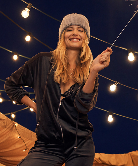 Jacket hoodie velours, Gr&aring;