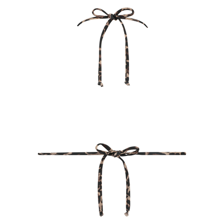 Leopard mini triangle bikini top, Brun