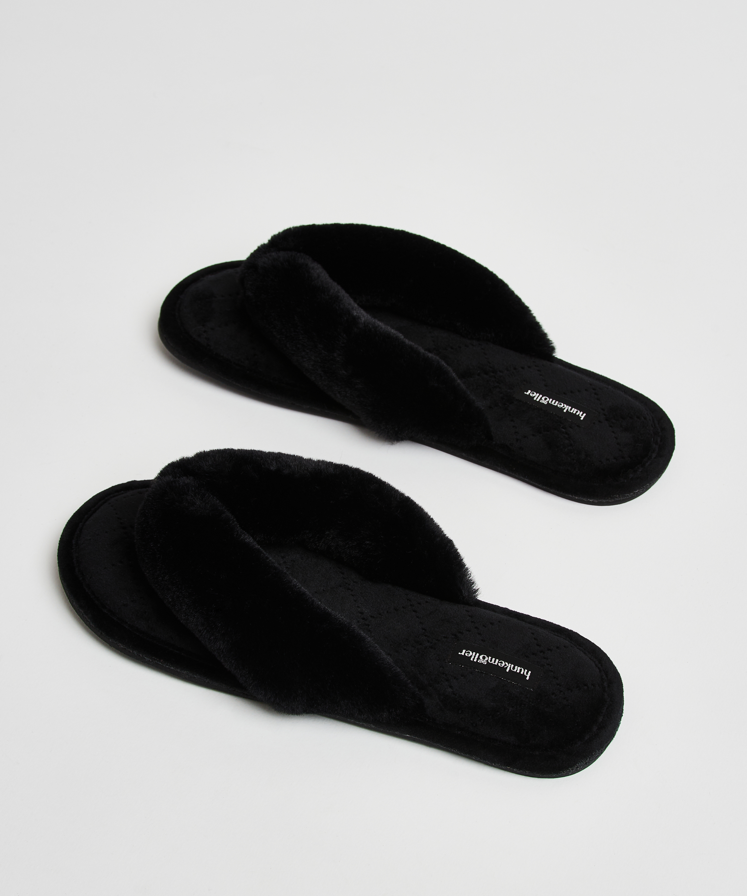 Slippers Velours fur, Svart, main