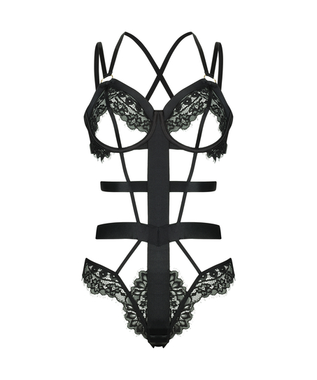 Private åpent skritt body Flora, Svart