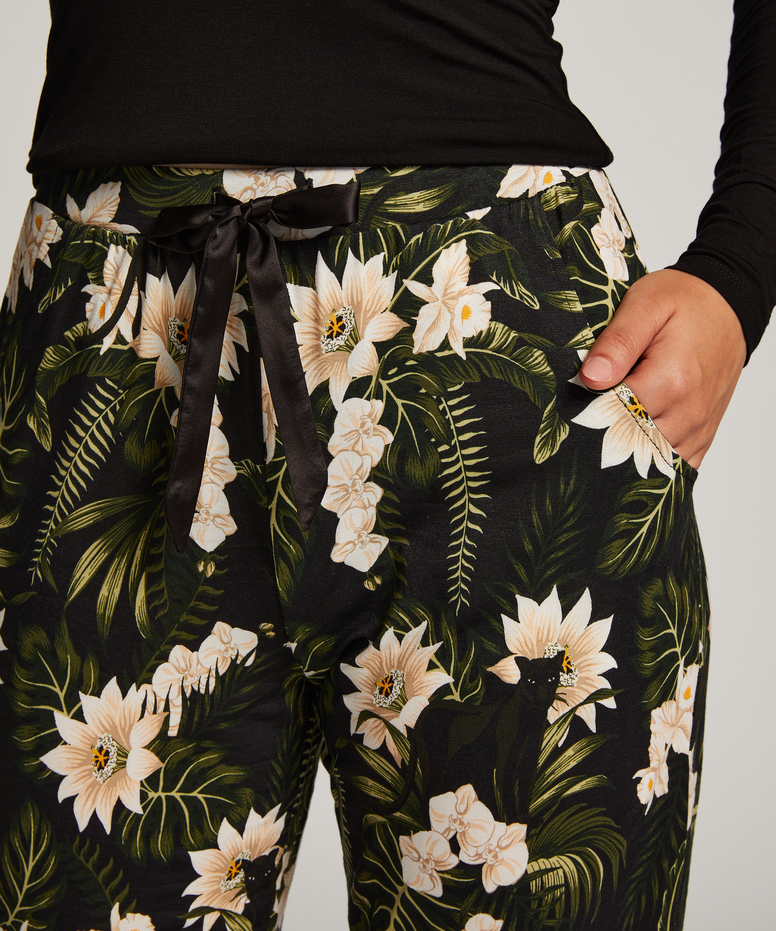 Pyjamabukser Jersey, Svart, main