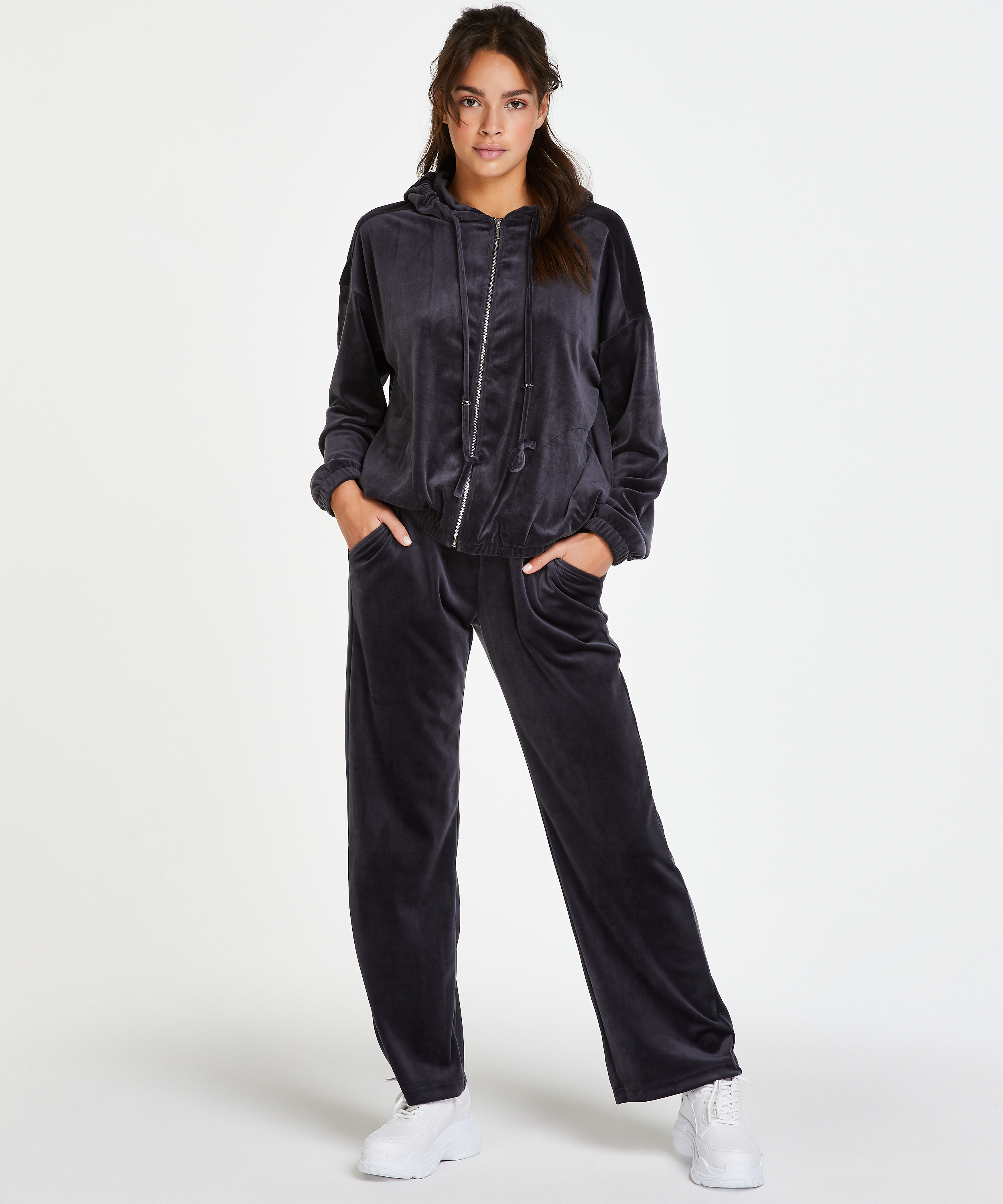 Velours pysjamasbukse, Gr&aring;, main