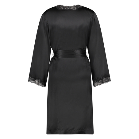 Silkekimono med blonder, Svart