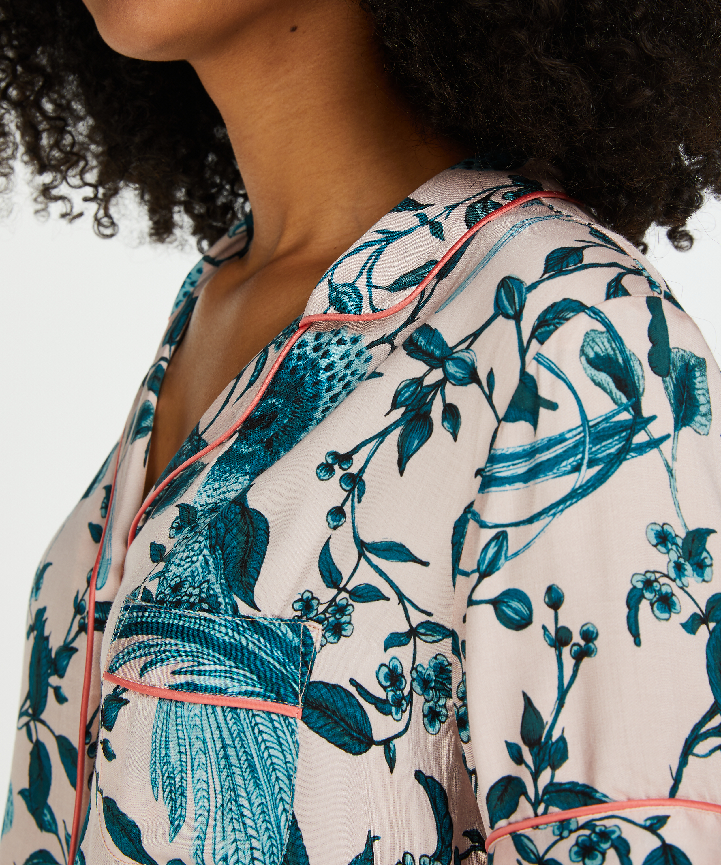 Woven pyjamasjakke korte ermer, Rosa, main