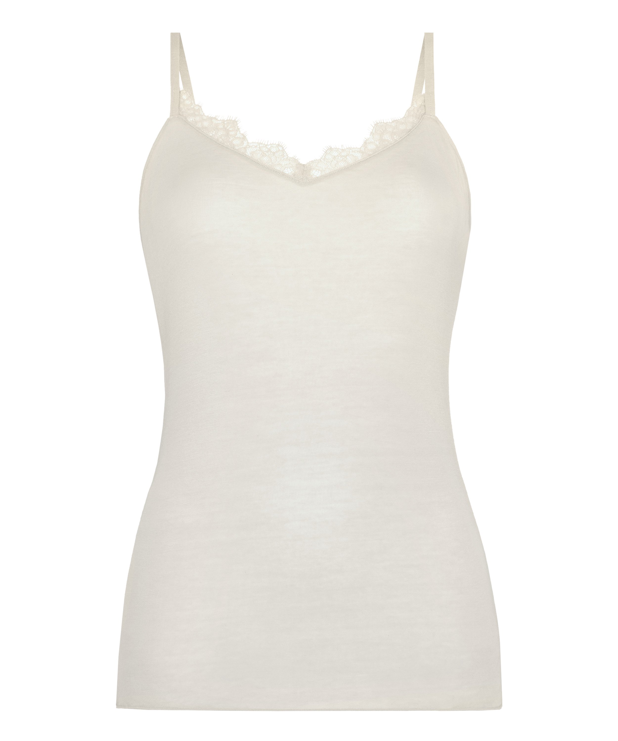 super soft V-hals cami med blonder og kashmir, Hvit, main
