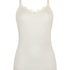 super soft V-hals cami med blonder og kashmir, Hvit