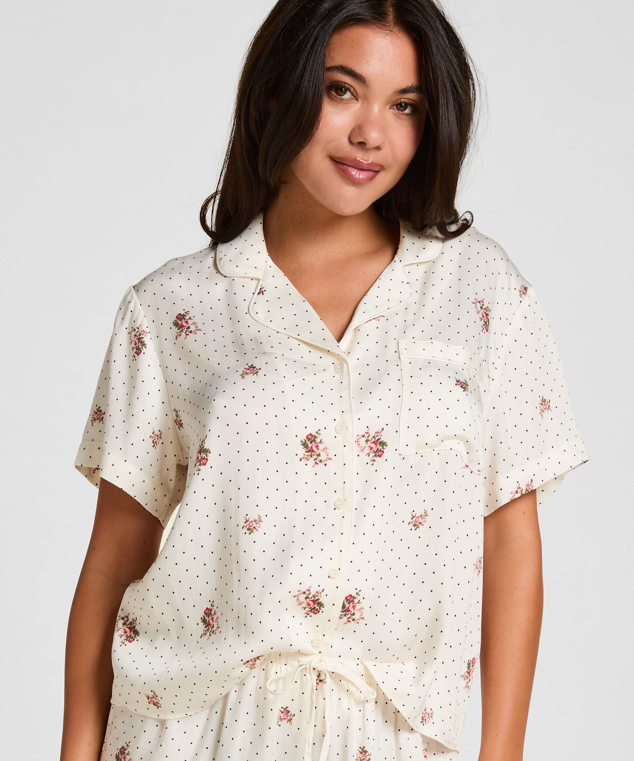 Pyjamasjakke Satin, Hvit Pyjamasjakke Satin, Hvit