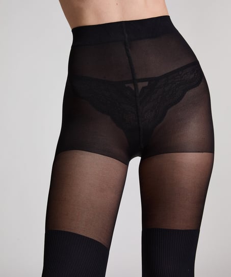 50 Denier tights Overknee sock, Svart
