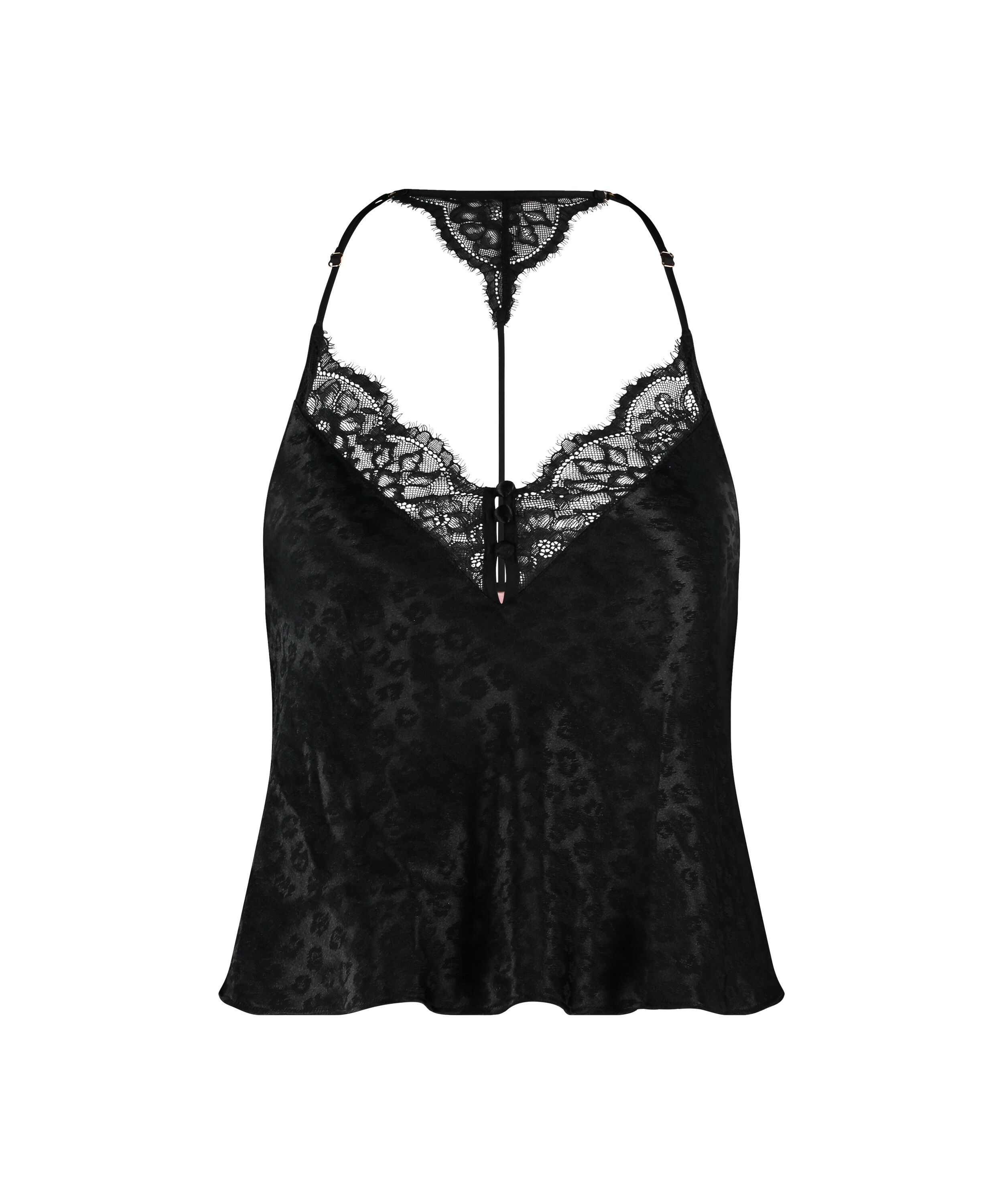 Cami-topp Leopard, Svart