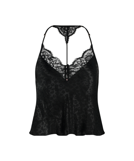 Cami-topp Leopard, Svart