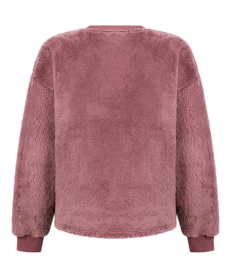 Langermet Topp Fluffy Fleece, Rosa