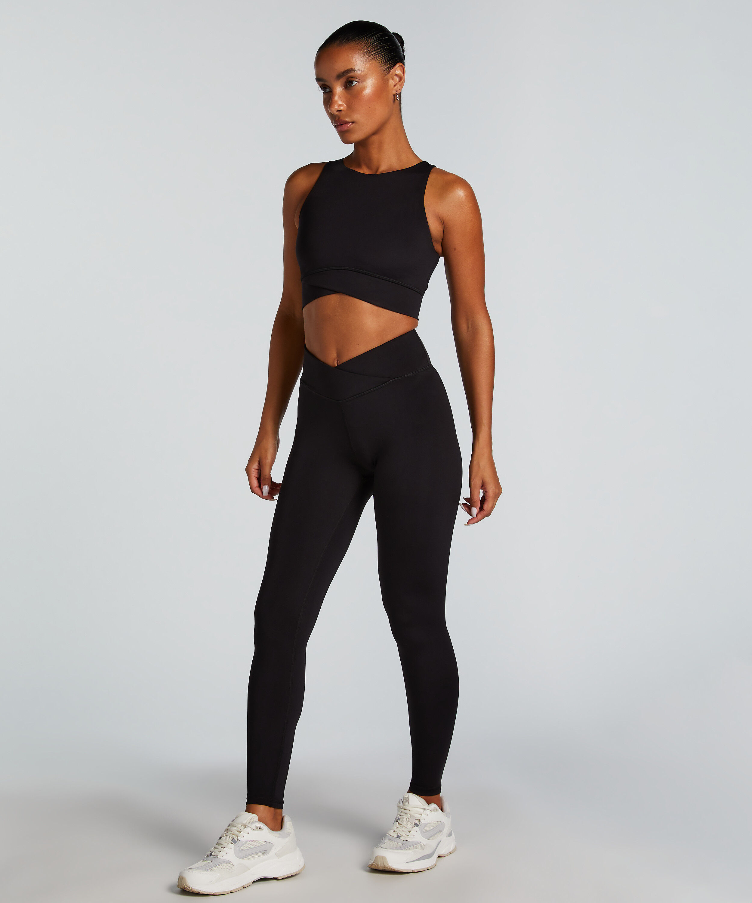 HKMX Tights med krysset høyt liv, Svart