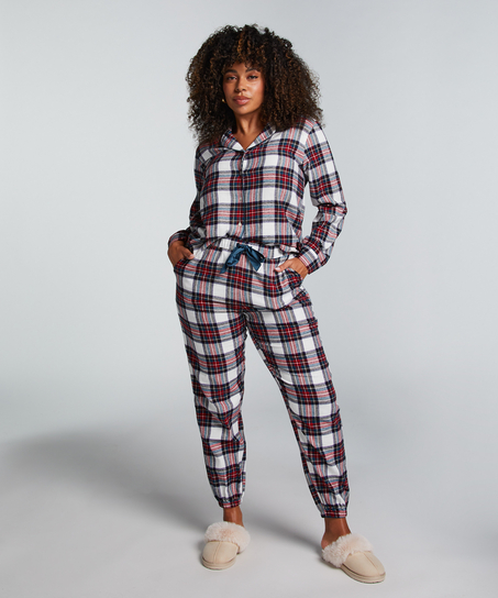 Twill pyjama set, Hvit