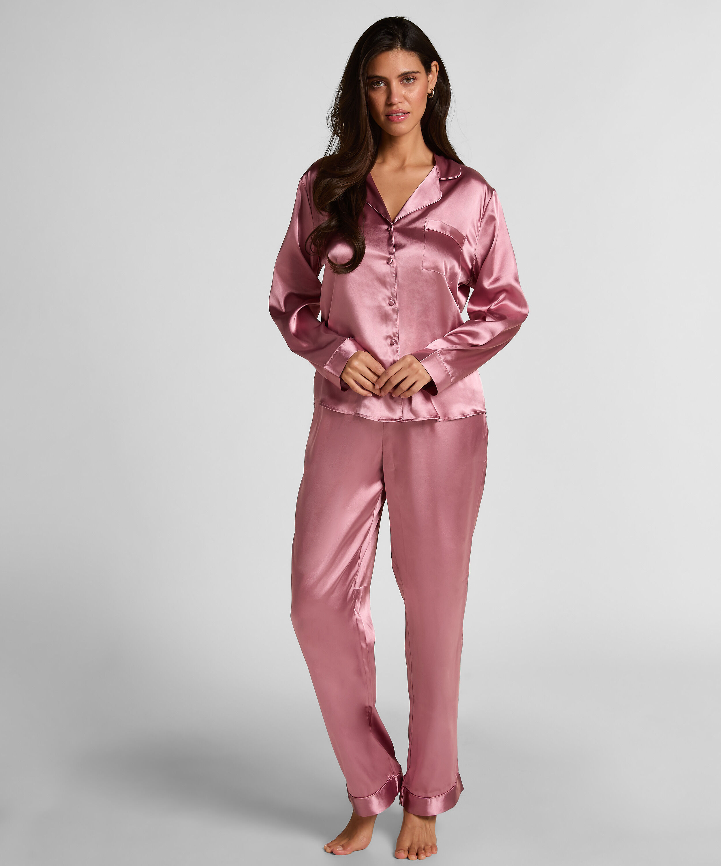 Pyjama Set Shiny Satin, Rosa Pyjama Set Shiny Satin, Rosa