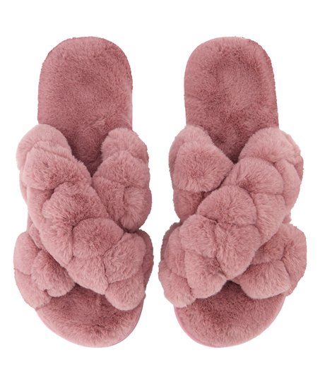 Fake Fur Sliders, Rosa