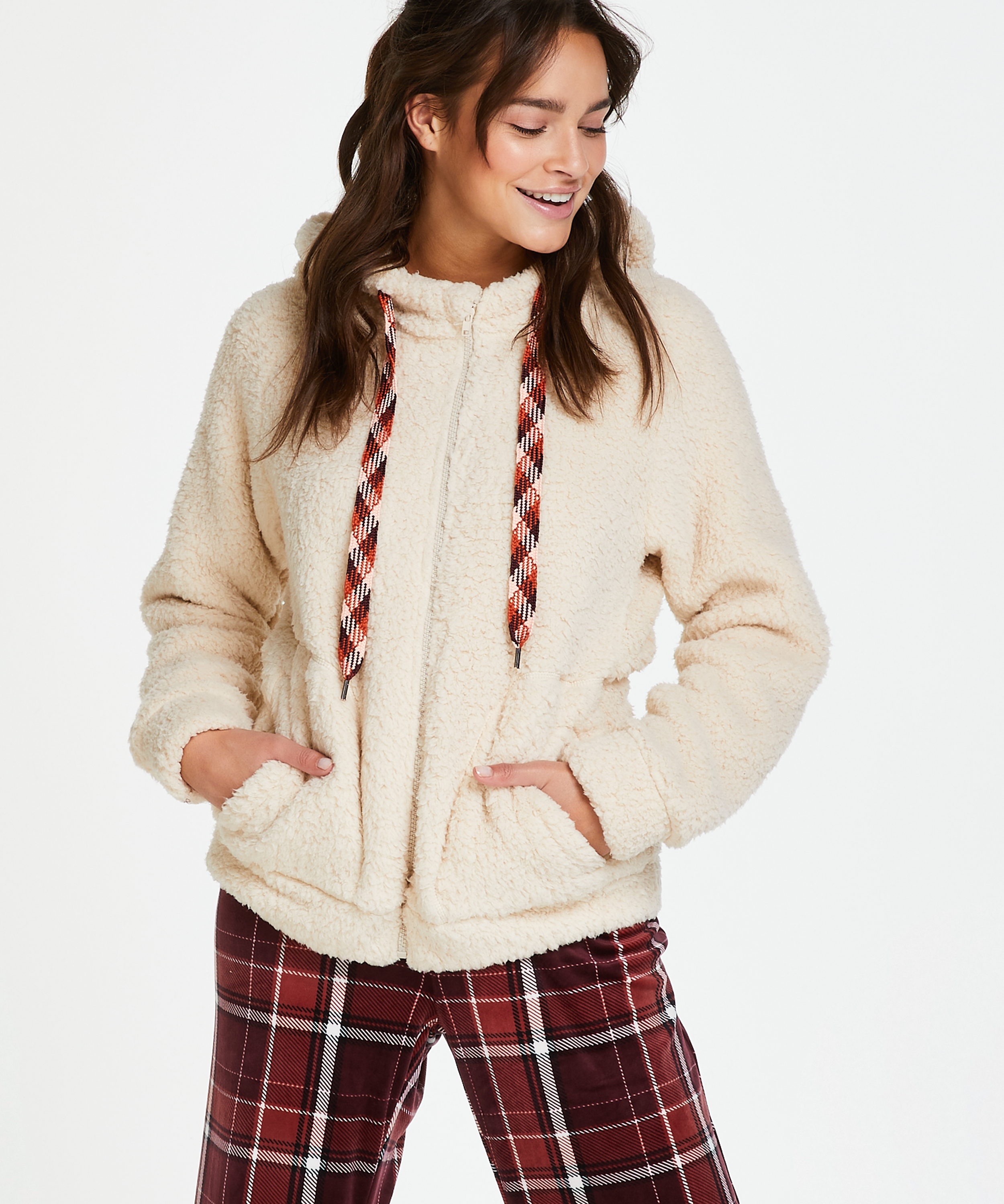 Fleece cardigan, Beige, main