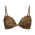 Leopard polstret bikinitopp med spiler, Brun