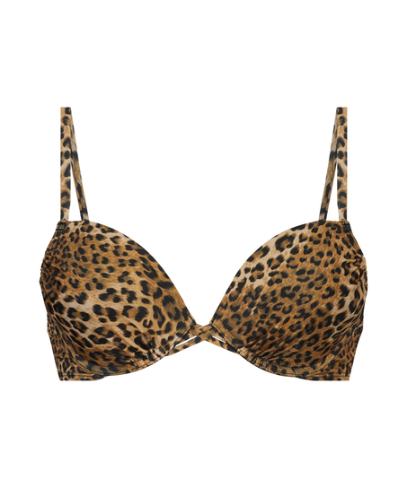 Leopard polstret bikinitopp med spiler, Brun