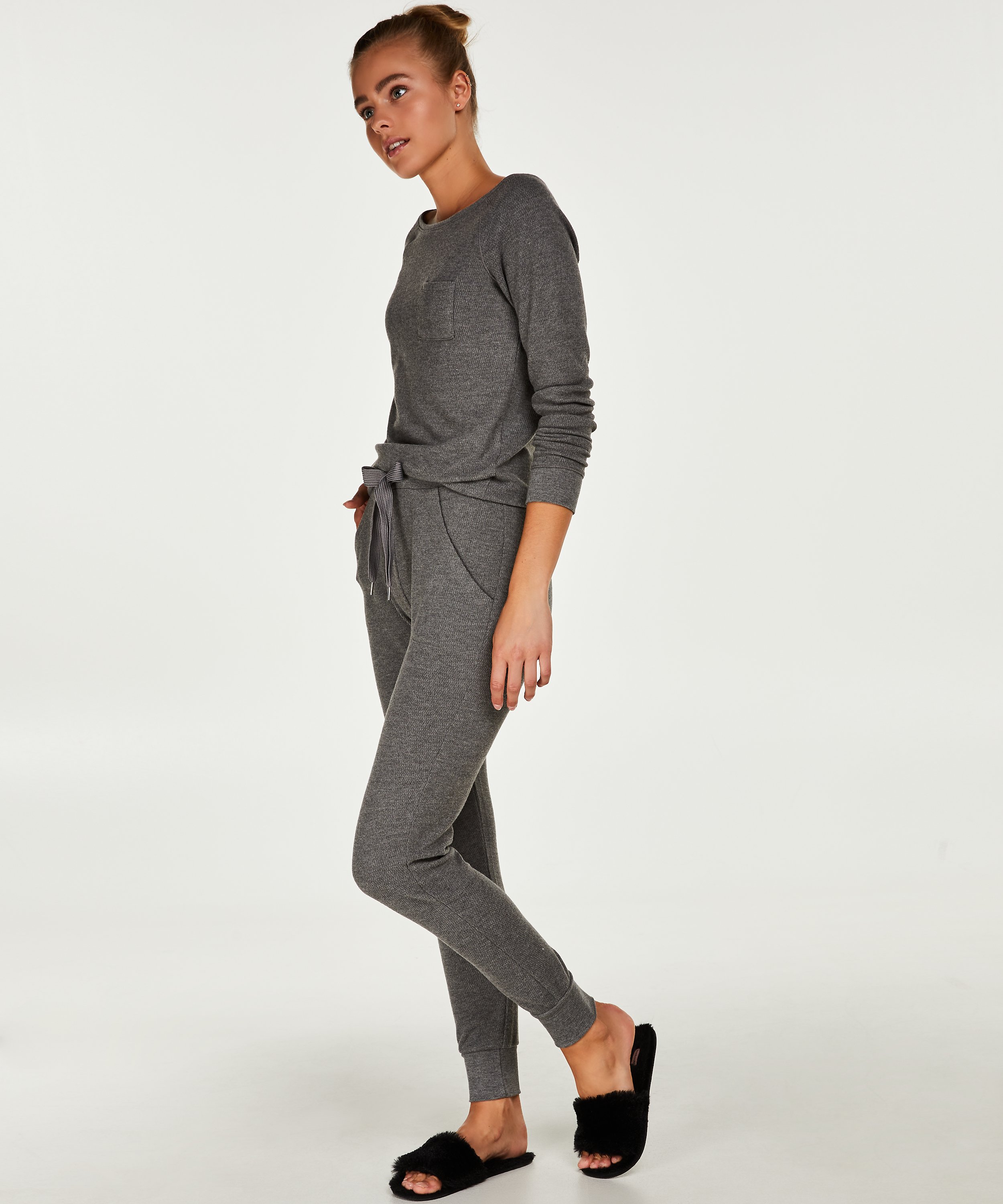 Waffle pyjama set, Grå, main