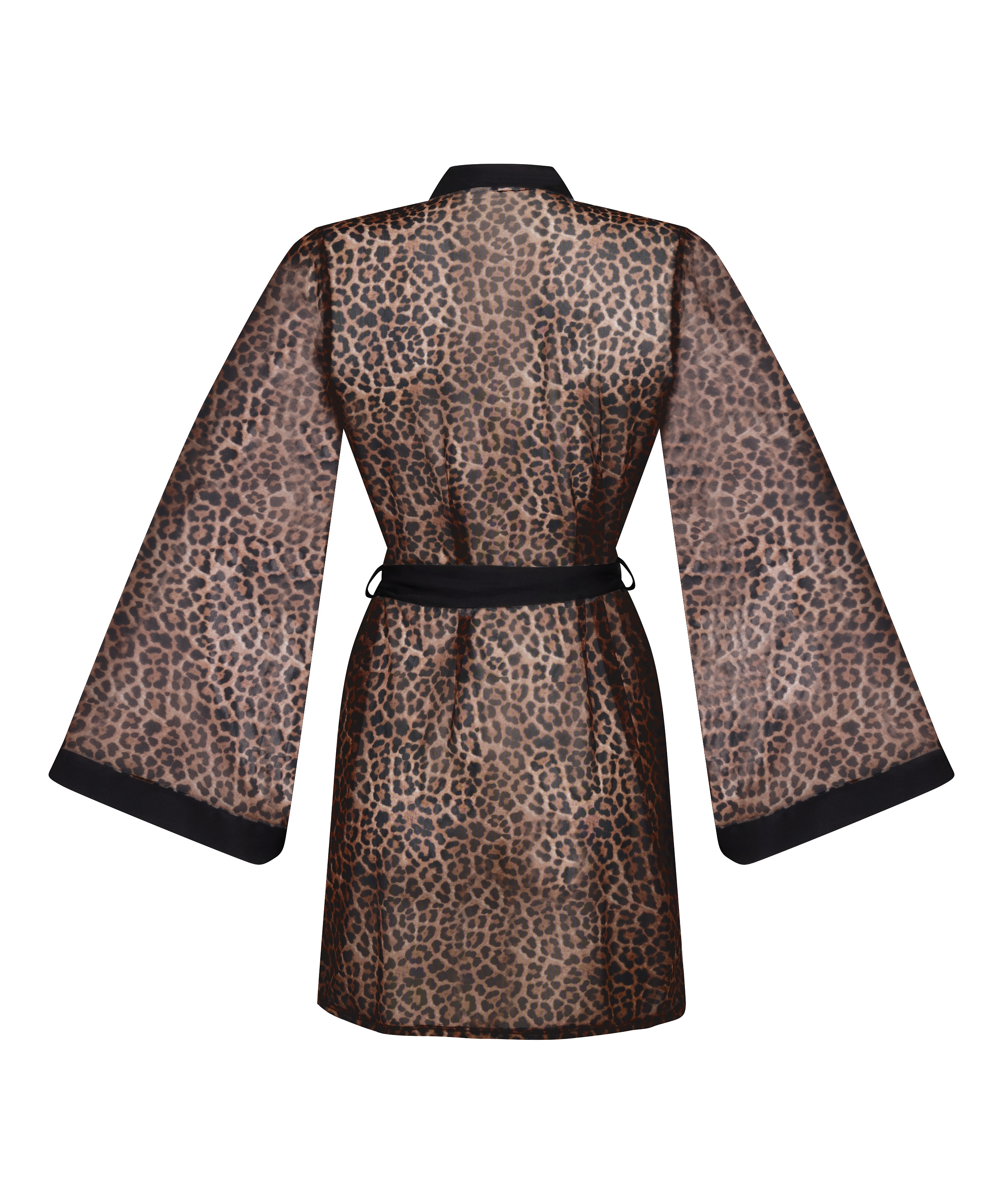 Kimono i leopardnett, Svart, main