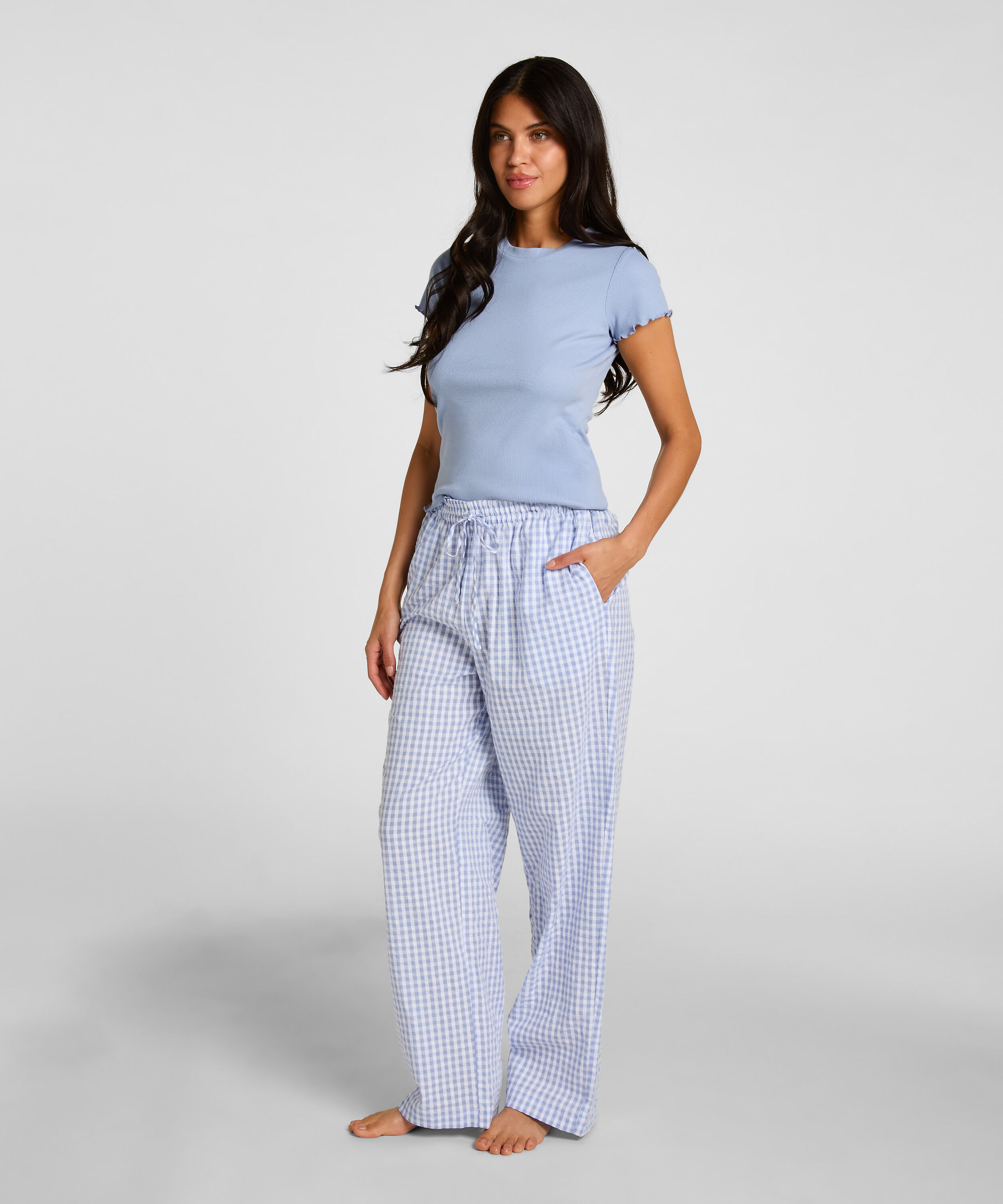 Pyjamabukserr bomull, Blå