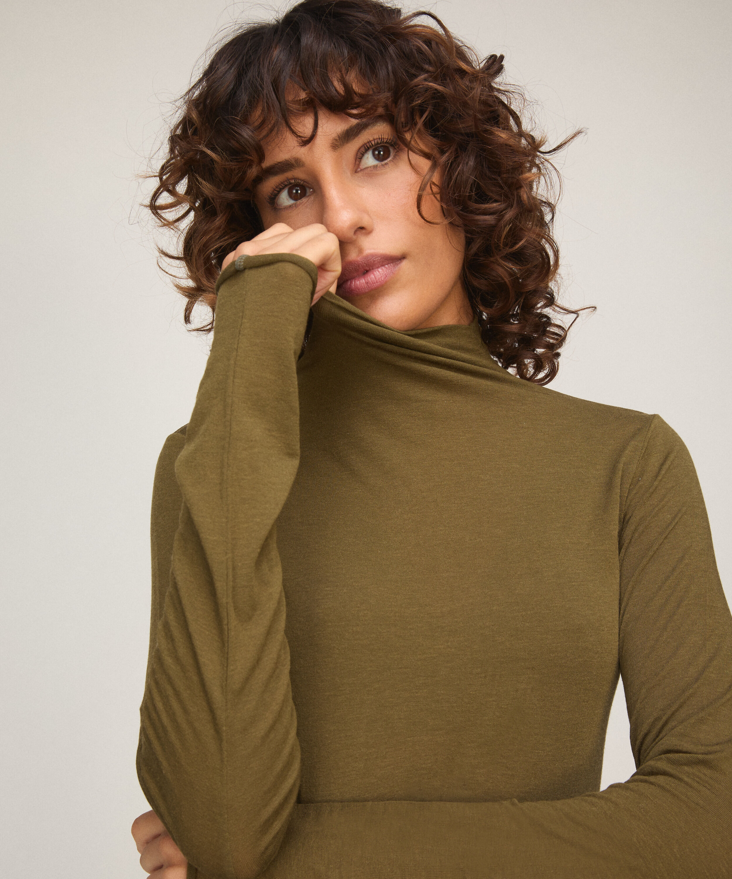 super soft cashmere-skjorte med høyhalset genser, Grønn super soft cashmere-skjorte med høyhalset genser, Grønn
