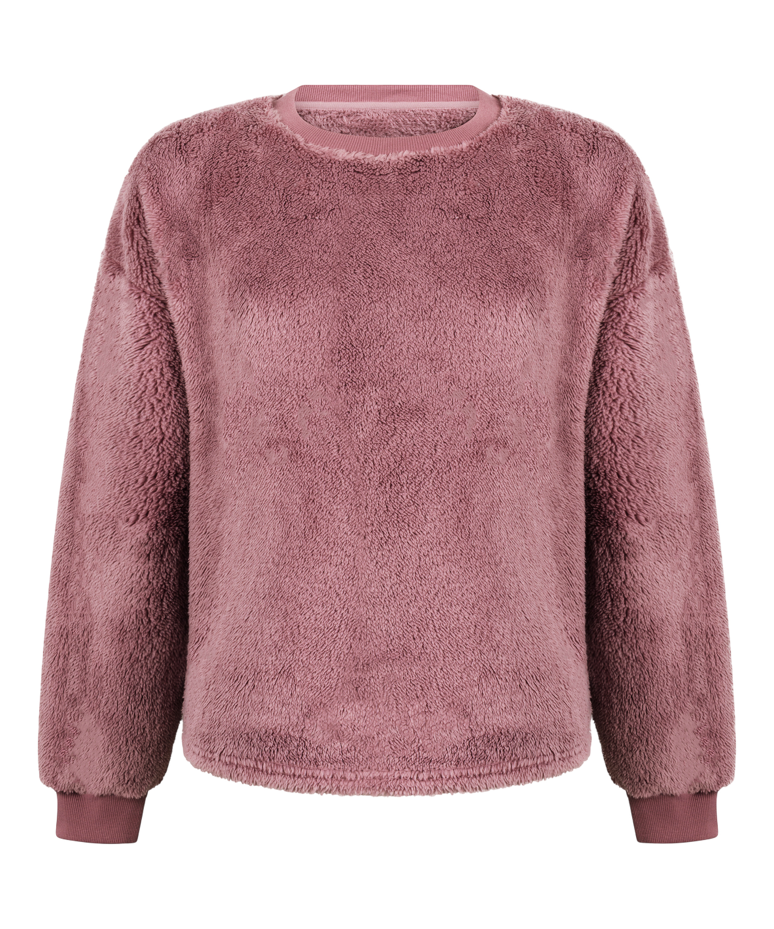 Langermet Topp Fluffy Fleece, Rosa, main