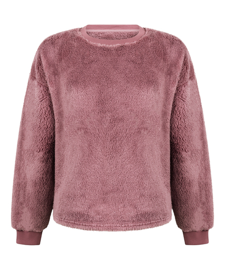 Langermet Topp Fluffy Fleece, Rosa
