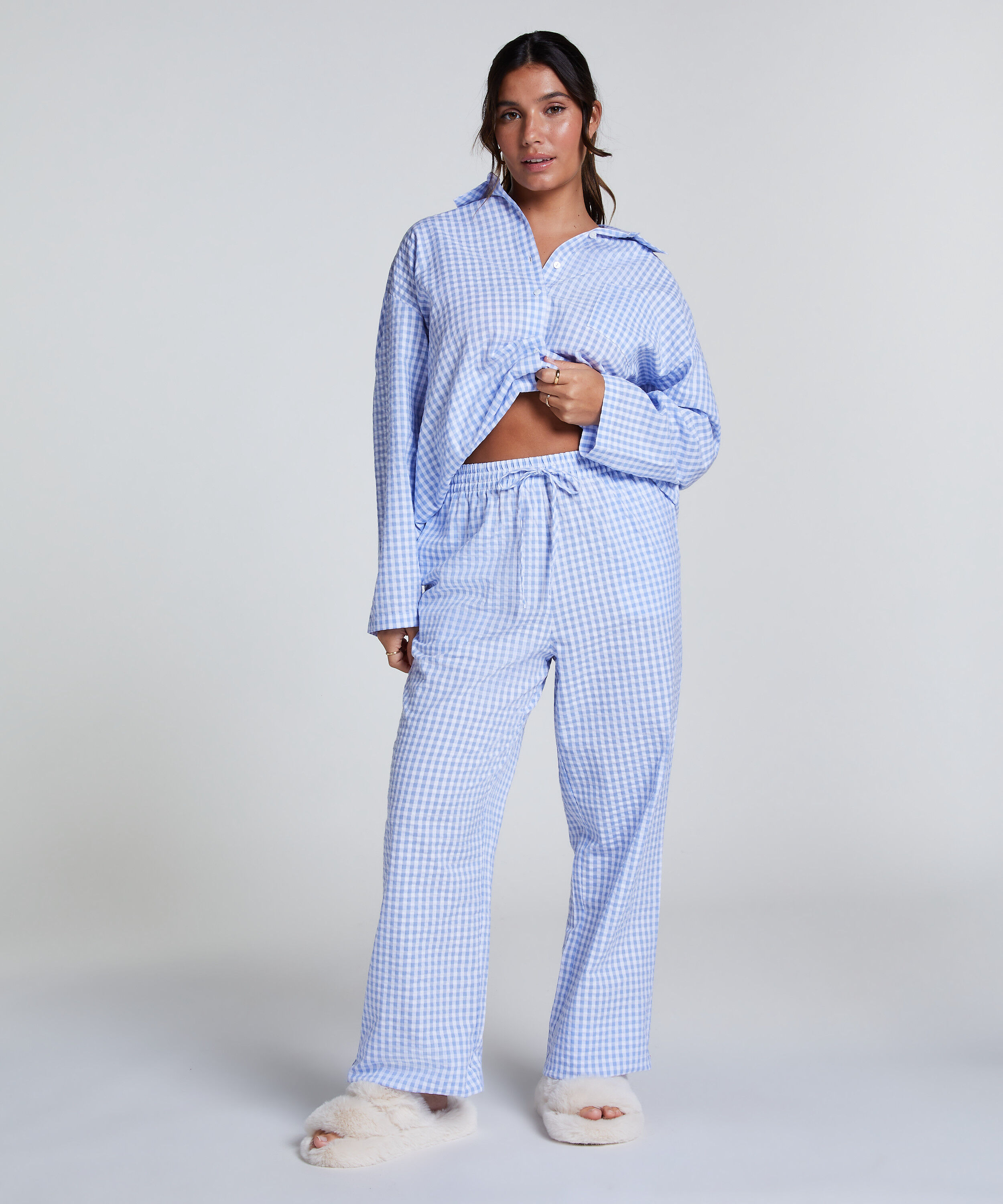 Pyjamabukserr bomull, Blå