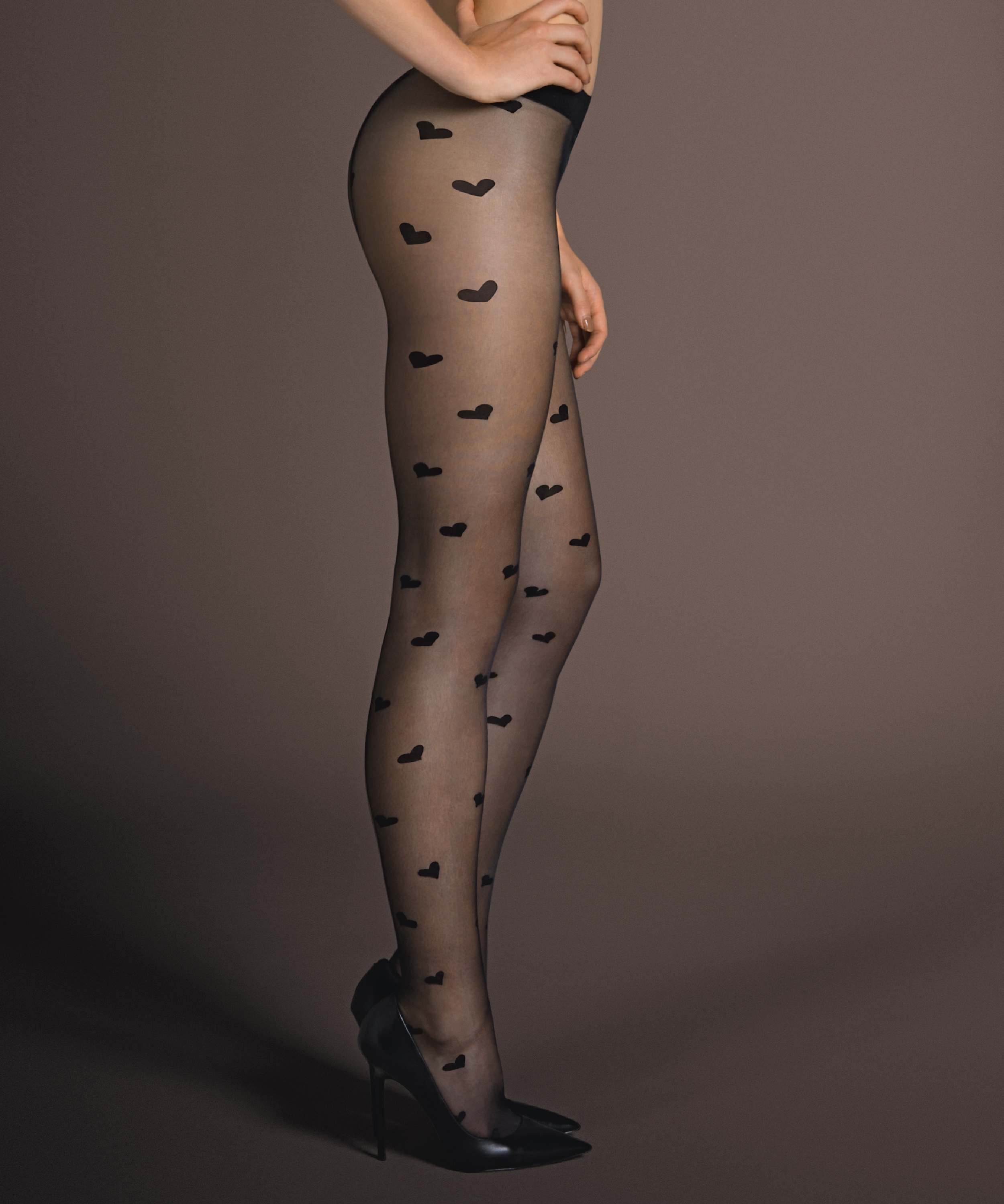 Tights Hearts, Svart, main