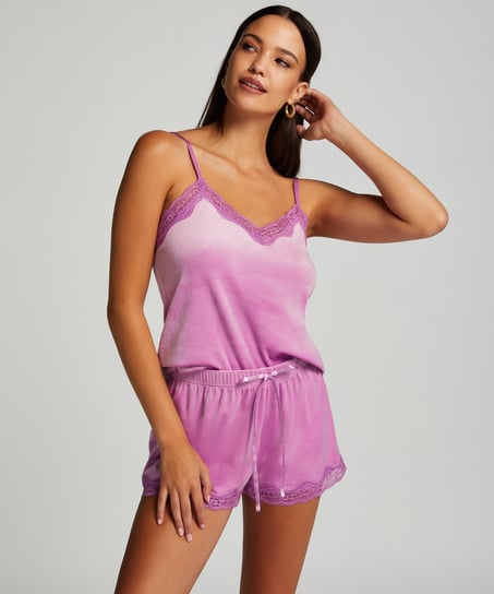 Cami-topp Velours Lace, Rosa