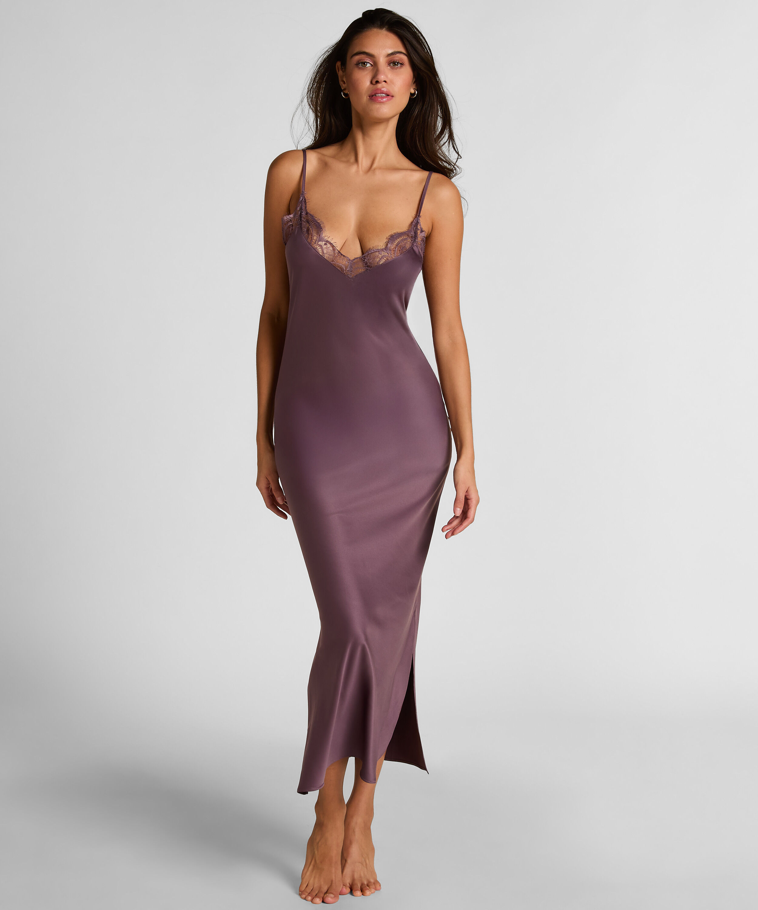 Slipdress Long Satin, Lilla