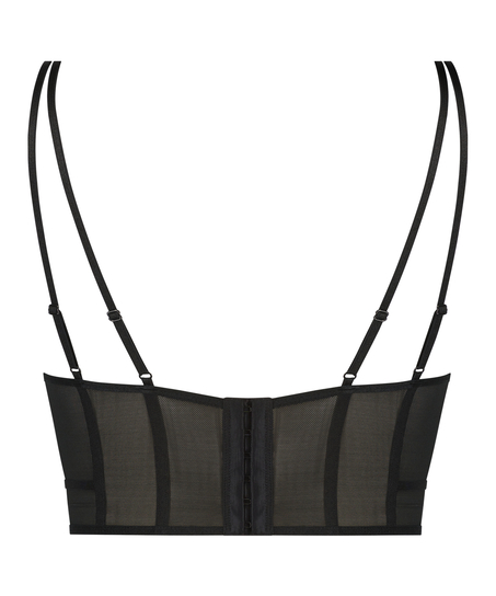 Upolstret longline-BH med spiler Boujee, Svart