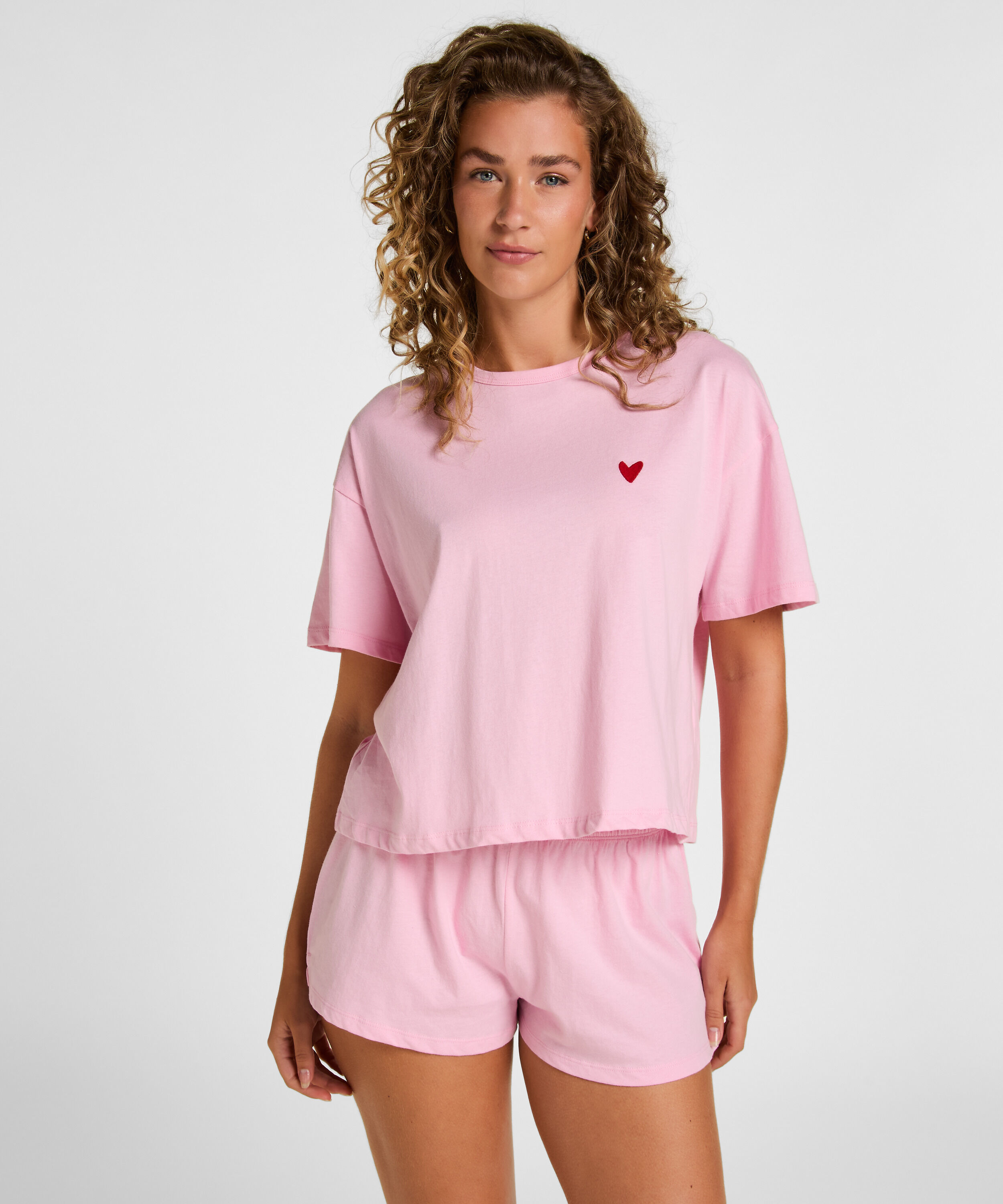 Pyjamasett i Bomull, Rosa Pyjamasett i Bomull, Rosa