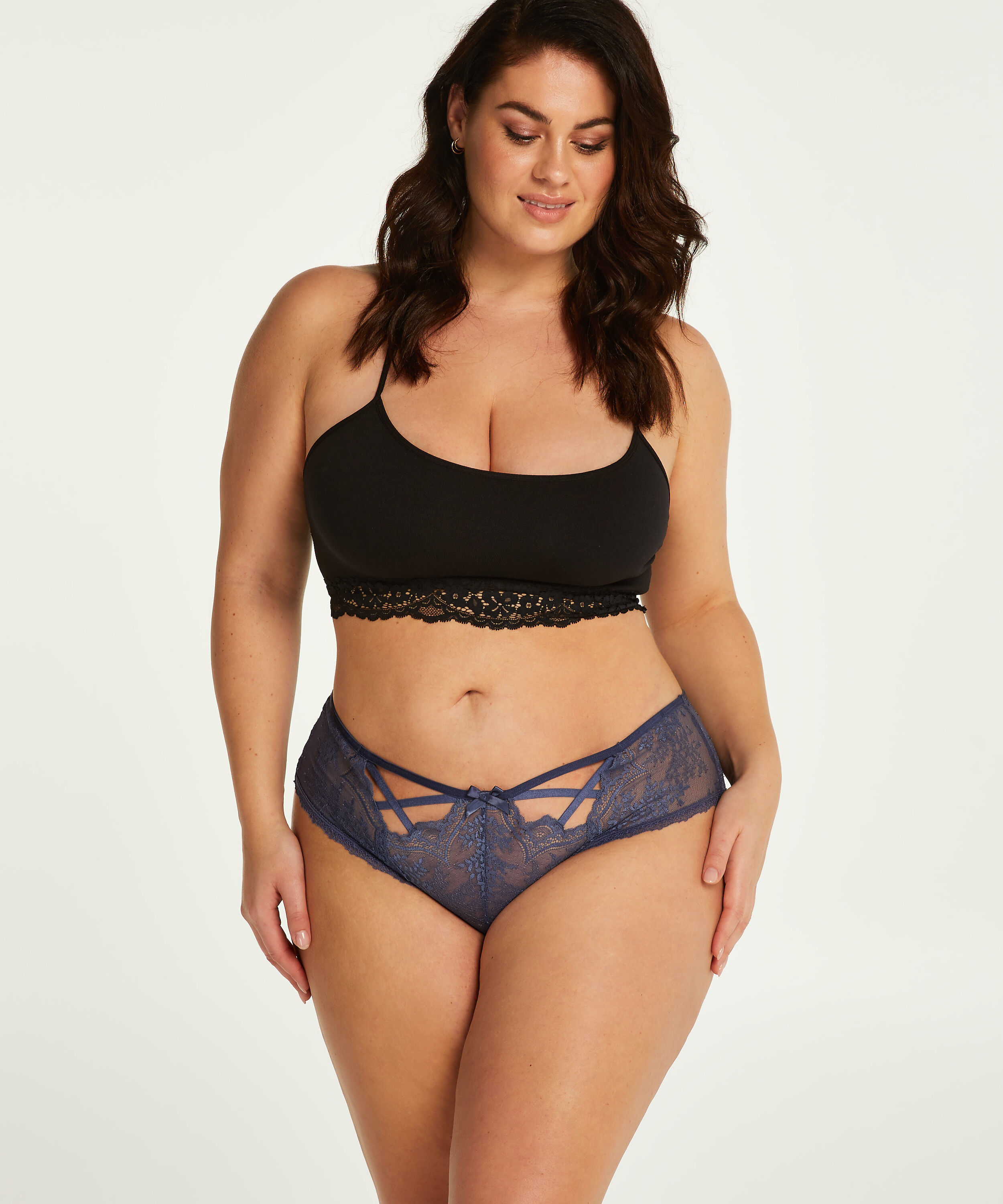 Brasiliansk truse Lacey Curvy, Blå