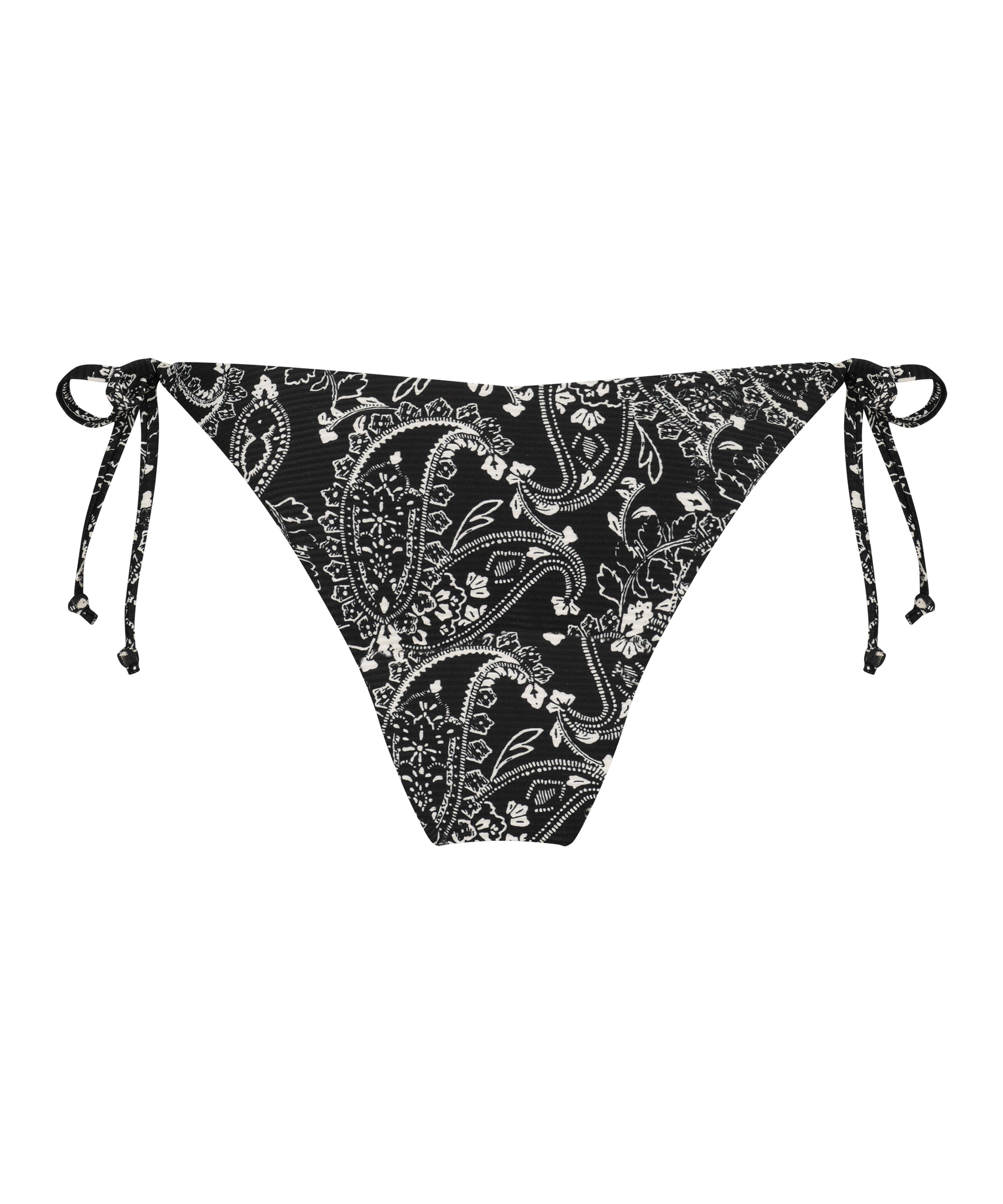 Paisley brasiliansk tanga bikiniunderdel, Svart, main