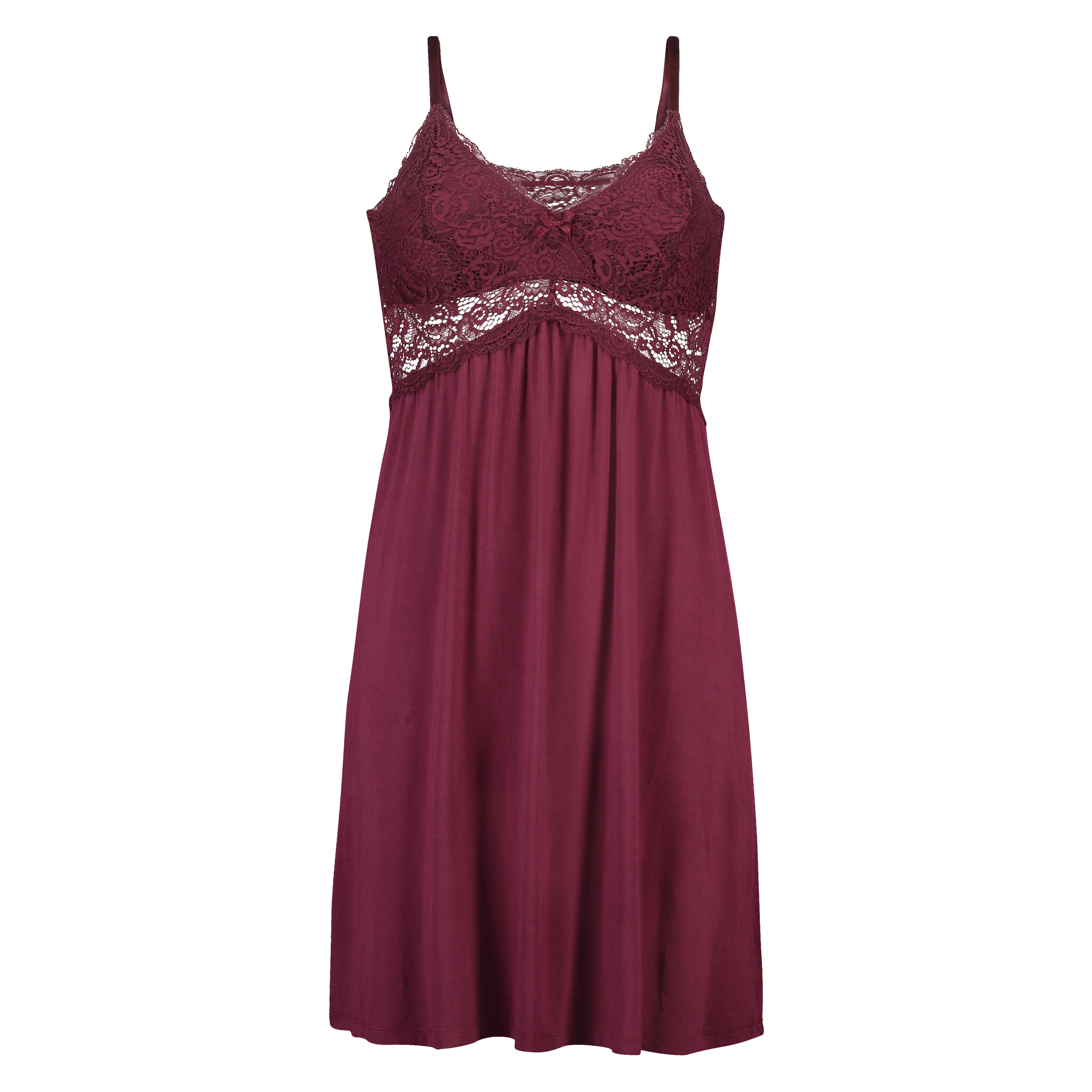 Jersey lace slipdress, Rød, main